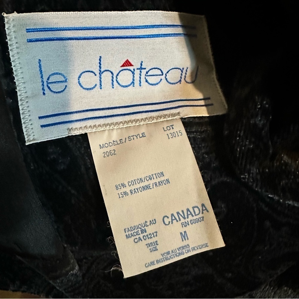 Vintage Le Chateau Evening Jacket Women's Black Velvet Paisley Button-Up Size M - Picture 6 of 7